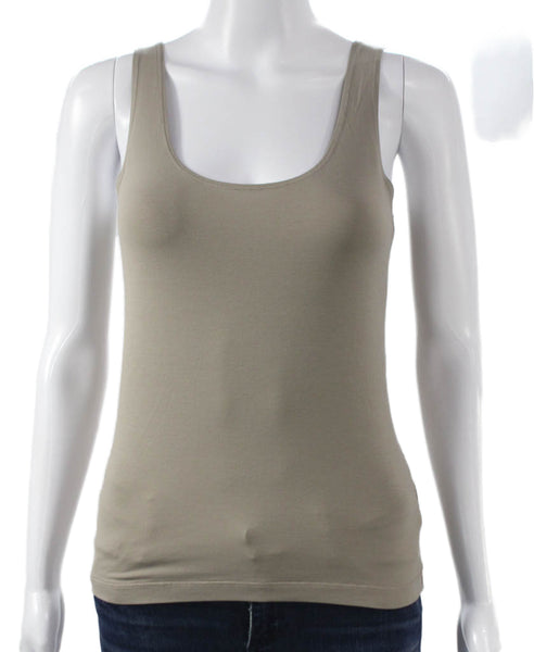 Leggiadro Womens Basic Sleeveless Scoop Neck Polyester Gray Tank Top Size S