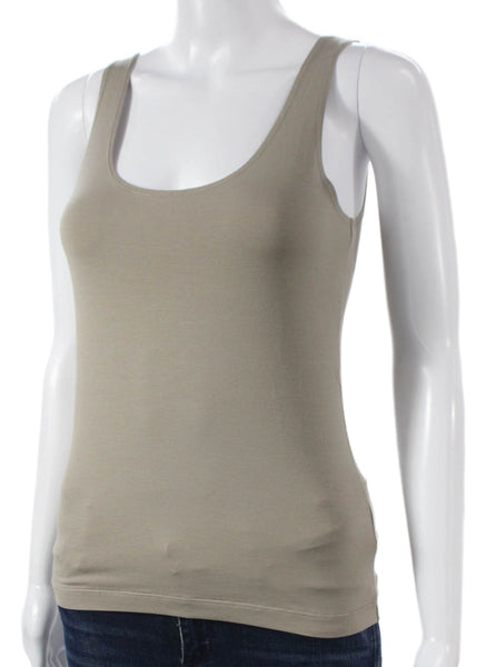 Leggiadro Womens Basic Sleeveless Scoop Neck Polyester Gray Tank Top Size S