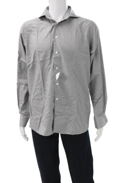 Eton Mens Collared Check Button Long Sleeve Cotton Shirt Size L