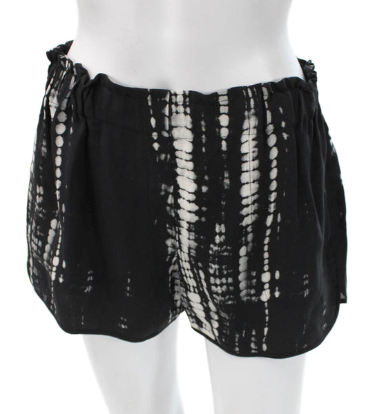 ALC Womens Casual Silk Batik Shorts Black Pull On Size 6