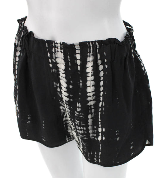 ALC Womens Casual Silk Batik Shorts Black Pull On Size 6