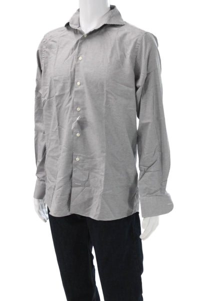 Eton Mens Collared Check Button Long Sleeve Cotton Shirt Size L