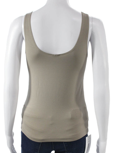 Leggiadro Womens Basic Sleeveless Scoop Neck Polyester Gray Tank Top Size S