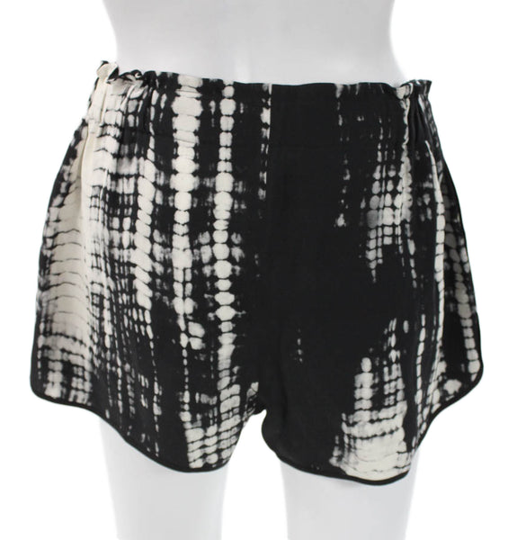 ALC Womens Casual Silk Batik Shorts Black Pull On Size 6