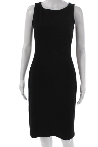 St. John Women Sheath Dress Black Knit Sleeveless Round Neck Zip Size 2
