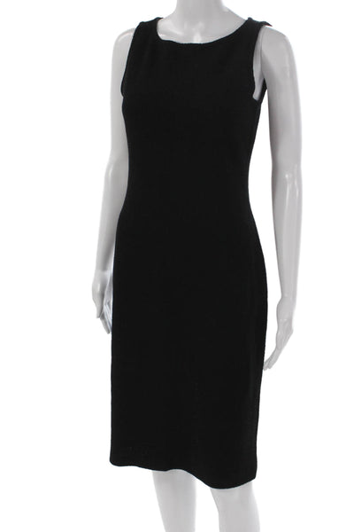 St. John Women Sheath Dress Black Knit Sleeveless Round Neck Zip Size 2