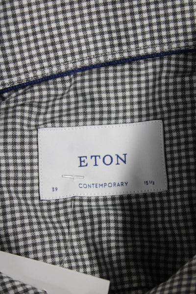 Eton Mens Collared Check Button Long Sleeve Cotton Shirt Size L