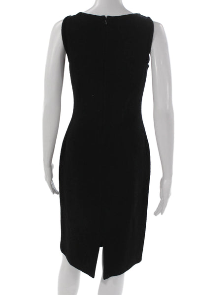 St. John Women Sheath Dress Black Knit Sleeveless Round Neck Zip Size 2
