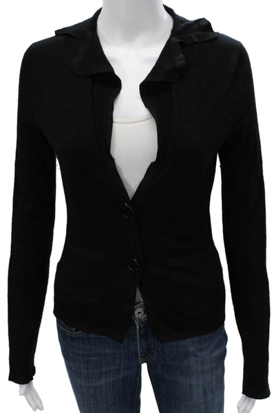 Lanvin Womens Cashmere V Neck Button Basic Jacket Black Size XS