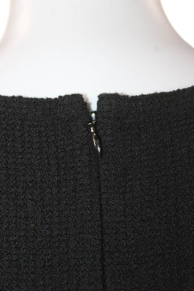 St. John Women Sheath Dress Black Knit Sleeveless Round Neck Zip Size 2