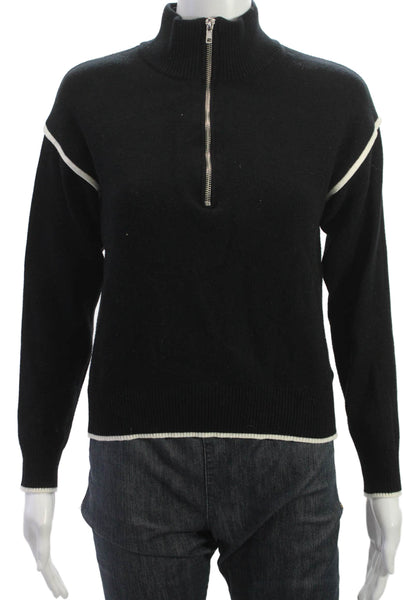 Monrow Womens Black Viscose Mock Neck Pullover Sweater Long Sleeve Size XS