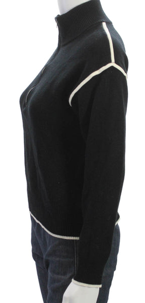 Monrow Womens Black Viscose Mock Neck Pullover Sweater Long Sleeve Size XS