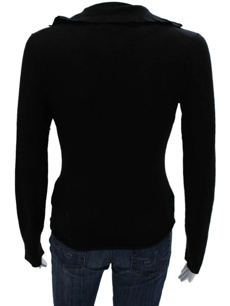 Lanvin Womens Cashmere V Neck Button Basic Jacket Black Size XS