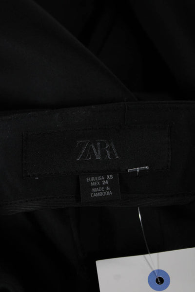 Zara Womens Dress Pants Black Polyester Blend Zip Size XS