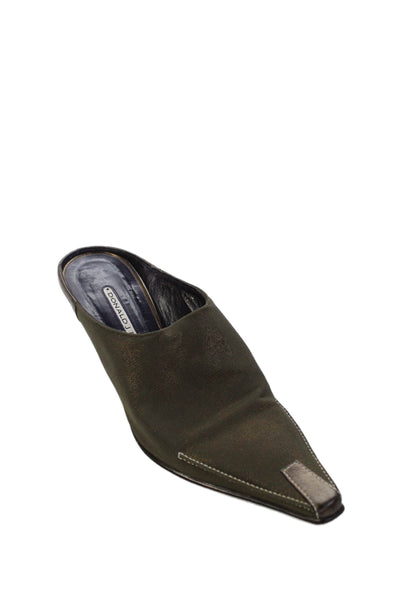 Donald J Pliner Womens Pointed Toe Contrast Stitch Mule Heels Green Size 7.5