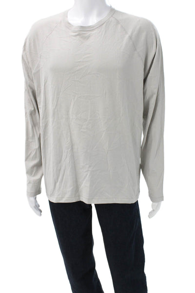 Billy Reid Mens Shirt Gray Cotton Long Sleeve Round Neck Solid Size XL