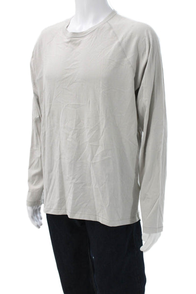 Billy Reid Mens Shirt Gray Cotton Long Sleeve Round Neck Solid Size XL