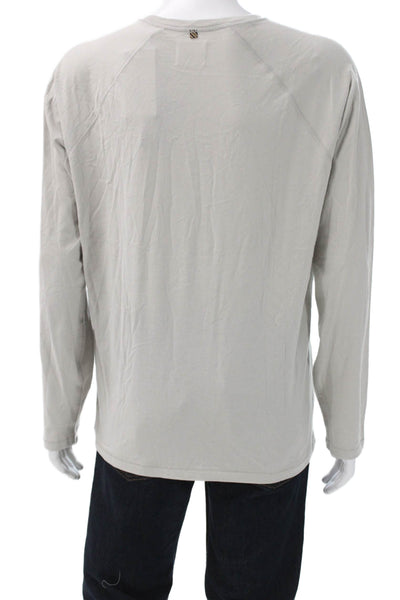 Billy Reid Mens Shirt Gray Cotton Long Sleeve Round Neck Solid Size XL