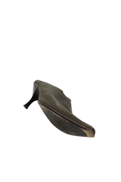 Donald J Pliner Womens Pointed Toe Contrast Stitch Mule Heels Green Size 7.5