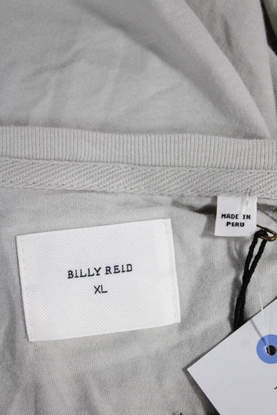 Billy Reid Mens Shirt Gray Cotton Long Sleeve Round Neck Solid Size XL