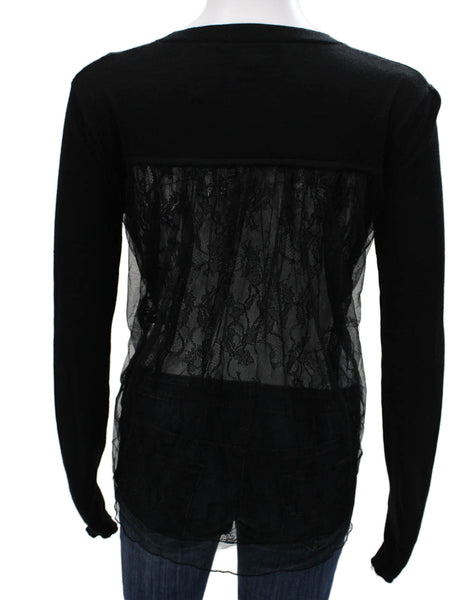 Rochas Women Black Knit Pullover Sweater Crew Neck Long Sleeve Size 40