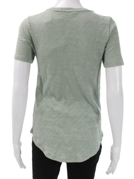 ATM Womens Basic Short Sleeve V Neck T-Shirt Green 100% Cotton Size S