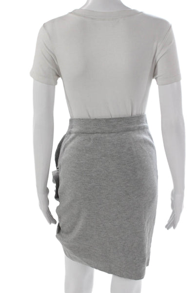 Theo Women Straight Pencil Skirt Gray Viscose Pull On Short Size S