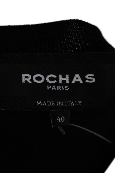 Rochas Women Black Knit Pullover Sweater Crew Neck Long Sleeve Size 40