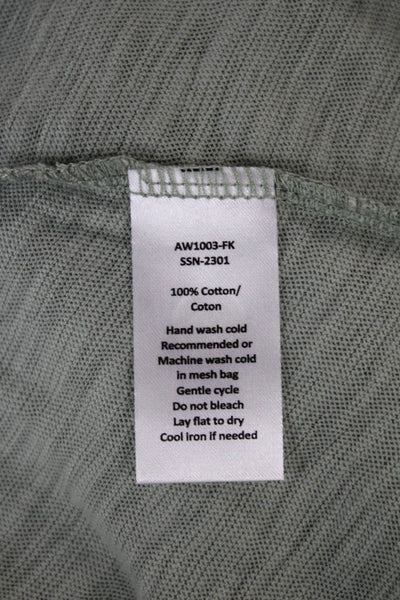 ATM Womens Basic Short Sleeve V Neck T-Shirt Green 100% Cotton Size S