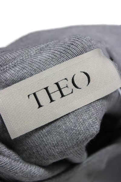 Theo Women Straight Pencil Skirt Gray Viscose Pull On Short Size S