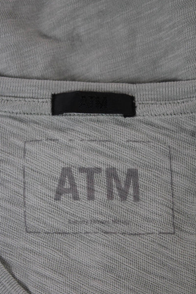 ATM Womens Basic Short Sleeve V Neck T-Shirt Green 100% Cotton Size S