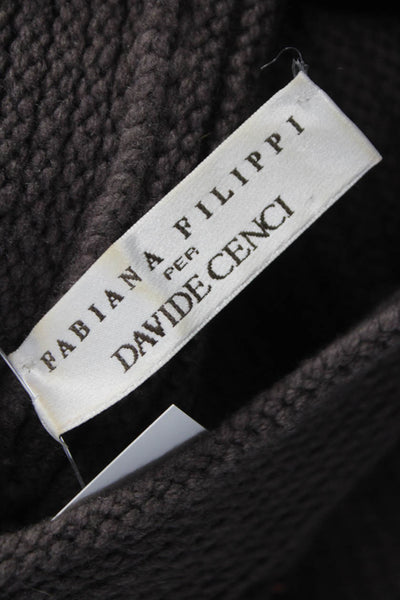 Fabiana Filippi Womens Collared Short Sleeve Wool Shrug Sweater Brown Size S