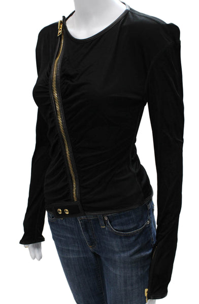 Tom Ford Women Black Viscose Round Neck Long Sleeve Blouse Size 38