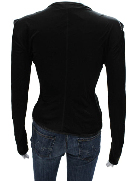 Tom Ford Women Black Viscose Round Neck Long Sleeve Blouse Size 38
