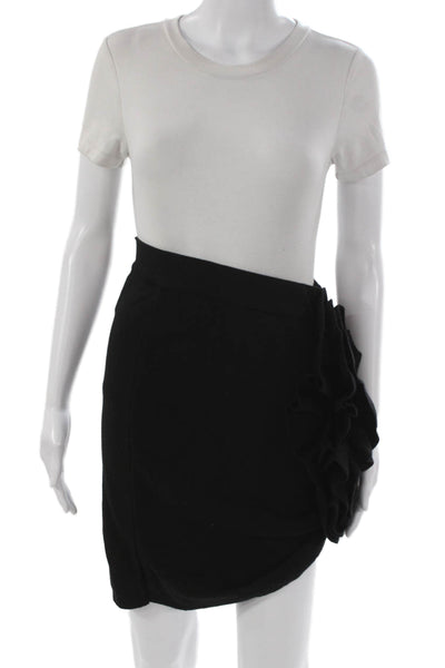Theo Womens Wrap Skirt Black 52% Viscose Solid Short Size S