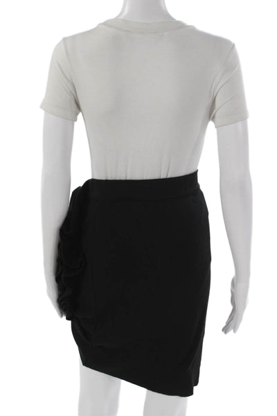 Theo Womens Wrap Skirt Black 52% Viscose Solid Short Size S