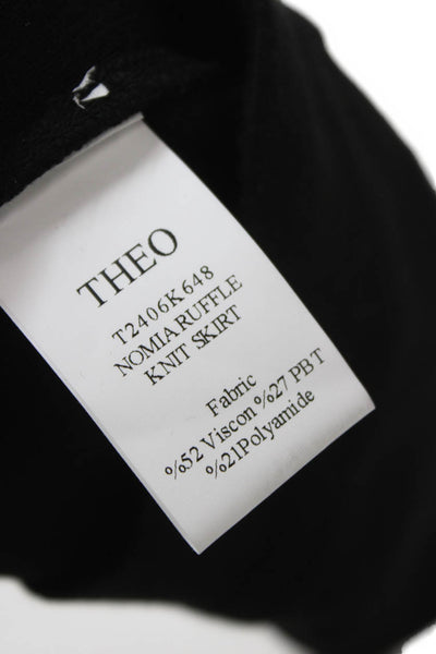 Theo Womens Wrap Skirt Black 52% Viscose Solid Short Size S