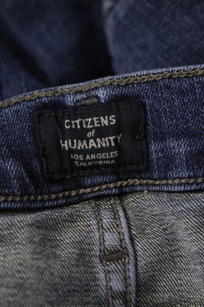Citizens of Humanity Womens High Rise Quilted Black Suede Jeans Flat Size 24