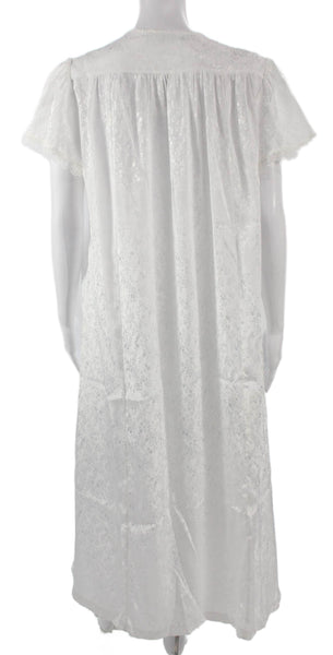 Oscar de la Renta Womens White Floral Henley Midi Dress Short Sleeve Size S