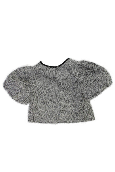 Monalisa Girls Fringed Short Sleeve Metallic Top Silver Size 6