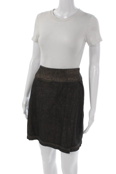 Lilla P Women Short Wrap Skirt Brown Cotton Zip Size 0