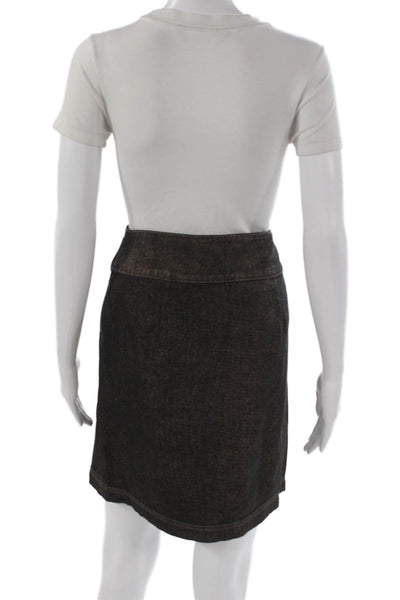 Lilla P Women Short Wrap Skirt Brown Cotton Zip Size 0