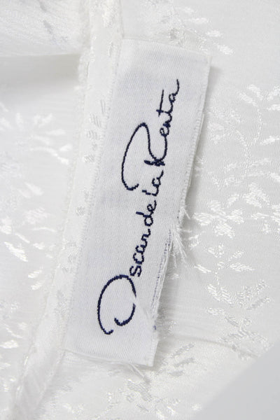Oscar de la Renta Womens White Floral Henley Midi Dress Short Sleeve Size S