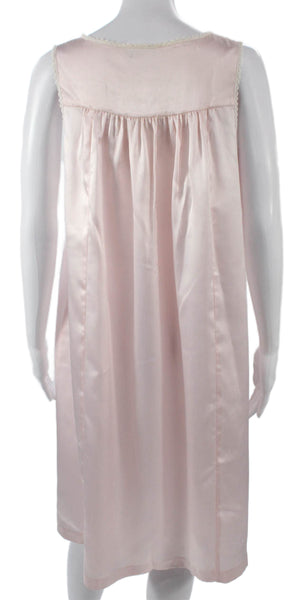 Oscar de la Renta Women Pink Satin Sleeveless Round Neck Mid-Calf Dress Size PP