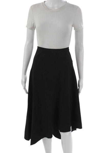 Elliott Lauren Womens A-Line Midi Skirt Black Striped Polyester Zip Size 10