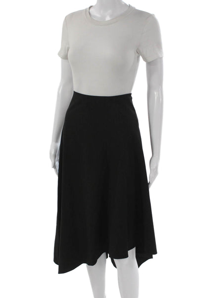 Elliott Lauren Womens A-Line Midi Skirt Black Striped Polyester Zip Size 10