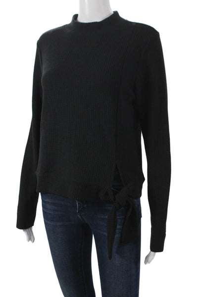 Lilla P Women Black Mock Neck Long Sleeve Basic Blouse Size S