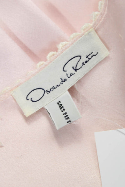 Oscar de la Renta Women Pink Satin Sleeveless Round Neck Mid-Calf Dress Size PP