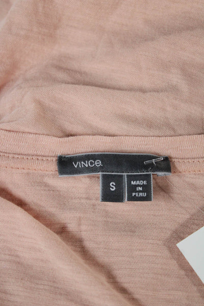 Vince Womens Pink V-Neck Cotton Blend Basic T-Shirt Short Sleeve Size S