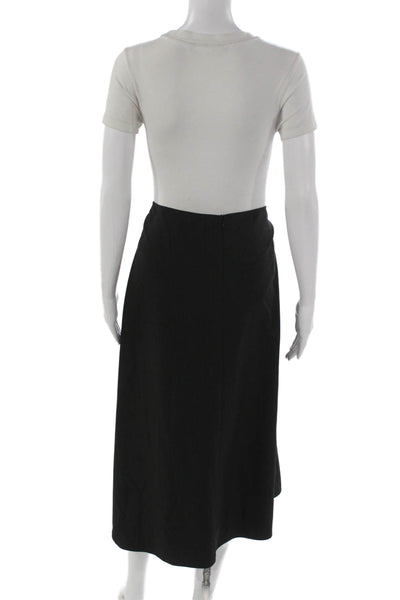 Elliott Lauren Womens A-Line Midi Skirt Black Striped Polyester Zip Size 10